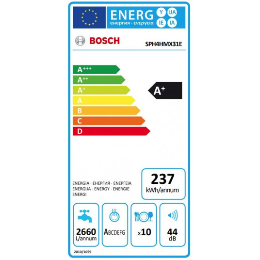 Iebūvējamā trauku mazgājamā mašīna  Bosch SPH4HMX31E