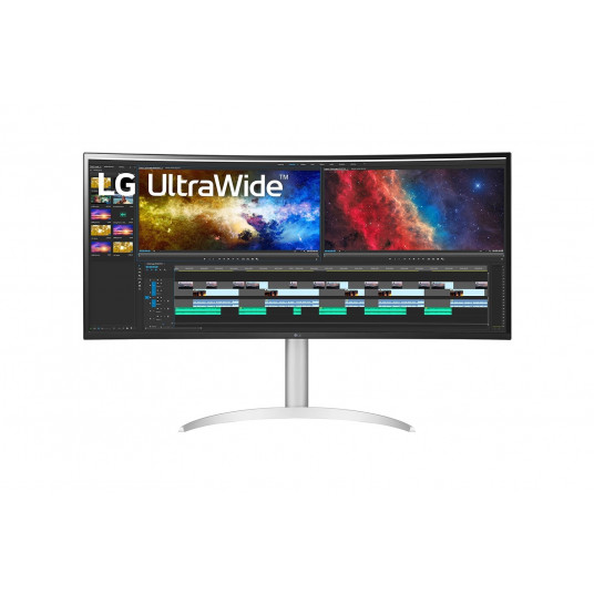 "96,5 cm/38" (3840 x 1600) LG UltraWide 38BQ85C-W 21:9 UWQHD IPS Izliekts 5 ms 75 Hz HDMI DP USB-C skaļrunis, balts