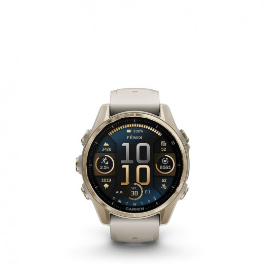 Viedais pulkstenis Garmin Fenix 8 AMOLED Sapphire 43mm Soft Gold/Fog Grey Dark Sandstone 010-02903-11