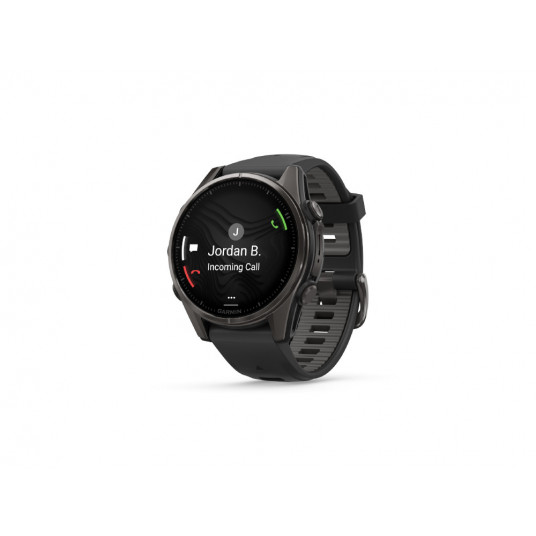 Viedais pulkstenis Garmin Fenix 8 AMOLED Sapphire 43mm Carbon Grey DLC Titanium/Black Pebble Grey 010-02903-21