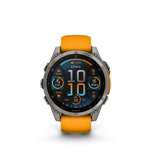 Viedais pulkstenis Garmin Fenix 8 AMOLED Sapphire 47mm Titanium/Spark Orange Graphite 010-02904-11