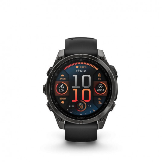 Viedais pulkstenis Garmin Fenix 8 AMOLED Sapphire 47mm Carbon Grey DLC Titanium/Black Pebble Grey 010-02904-21