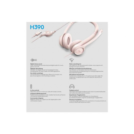 Austiņas Logitech H390 Pink