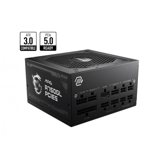 Barošanas avots|MSI|750 W|Efektivitāte 80 PLUS GOLD|PFC Active|MAGA750GLPCIE5