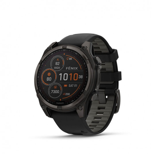 Viedais pulkstenis Garmin Fenix 8 Solar Sapphire 47mm Carbon Grey DLC Titanium/Black Pebble Gray 010-02906-11