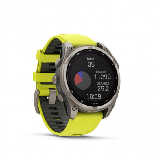Viedais pulkstenis Garmin Fenix 8 Solar Sapphire 47mm Titanium/Amp Yellow & Graphite 010-02906-21