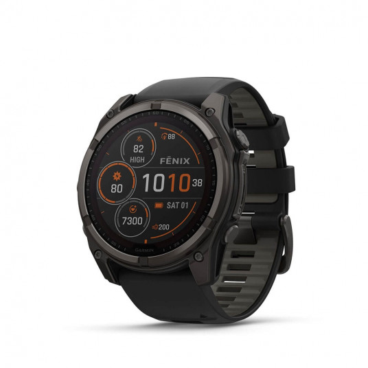 Viedais pulkstenis Garmin Fenix 8 Solar Sapphire 51mm Carbon Grey DLC Titanium/Black Pebble Gray 010-02907-11