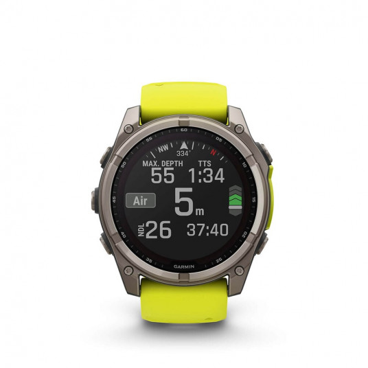 Viedais pulkstenis Garmin Fenix 8 Solar Sapphire 51mm Titanium/Amp Yellow & Graphite 010-02907-21