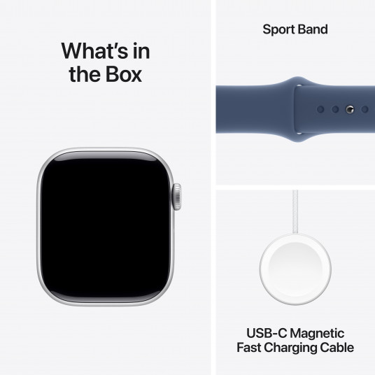 Viedpulkstenis Apple Watch Series 10 GPS 42mm Silver Aluminium Case with Denim Sport Band - S/M