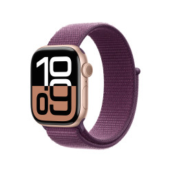 Viedpulkstenis Apple Watch Series 10 GPS 42mm Rose Gold Aluminium Case with Plum Sport Loop