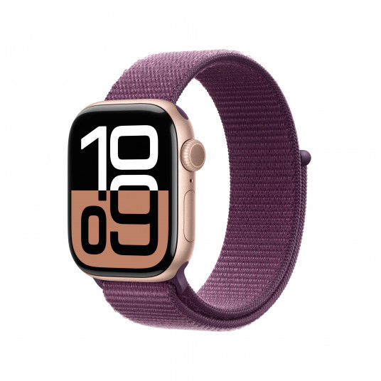 Viedpulkstenis Apple Watch Series 10 GPS 42mm Rose Gold Aluminium Case with Plum Sport Loop