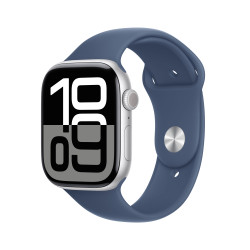 Viedpulkstenis Apple Watch Series 10 GPS 46mm Silver Aluminium Case with Denim Sport Band - S/M