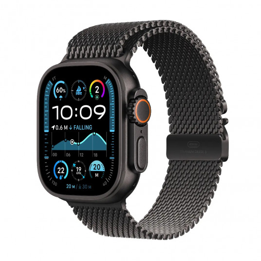 Viedpulkstenis Apple Watch Ultra 2 GPS + Cellular 49mm Black Titanium Case with Black Titanium Milanese Loop - L