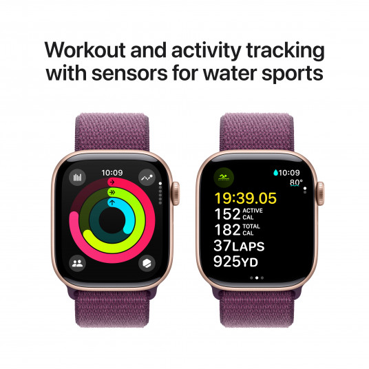 Viedpulkstenis Apple Watch Series 10 GPS + Cellular 42mm Rose Gold Aluminium Case with Plum Sport Loop