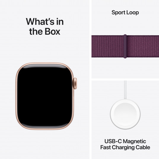 Viedpulkstenis Apple Watch Series 10 GPS + Cellular 42mm Rose Gold Aluminium Case with Plum Sport Loop