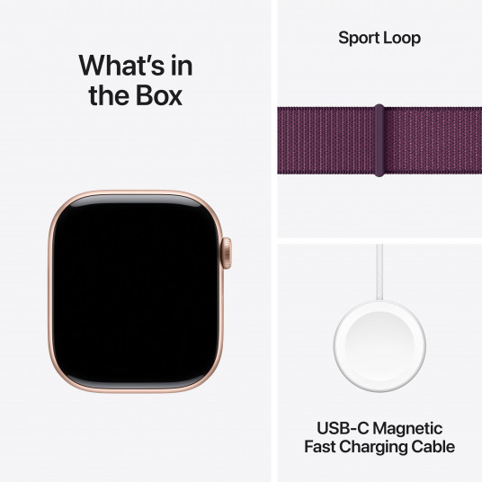 Viedpulkstenis Apple Watch Series 10 GPS + Cellular 46mm Rose Gold Aluminium Case with Plum Sport Loop