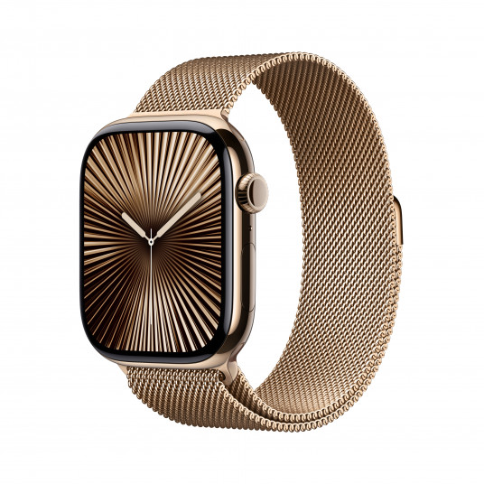 Viedpulkstenis Apple Watch Series 10 GPS + Cellular 46mm Gold Titanium Case with Gold Milanese Loop - M/L