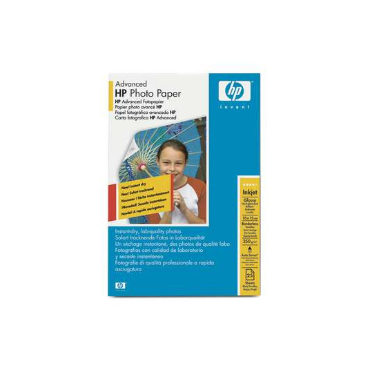 HP Advanced Photo Paper Glossy - spīdīgs fotopapīrs, 10 x 15 cm, 25 lapas