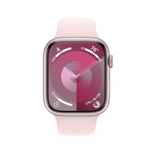 Viedpulkstenis Apple Watch Series 9 GPS + Cellular 45mm Pink Aluminium Case with Light Pink Sport Band - M/L MRML3ET/A