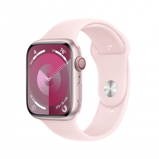 Viedpulkstenis Apple Watch Series 9 GPS + Cellular 45mm Pink Aluminium Case with Light Pink Sport Band - M/L MRML3ET/A