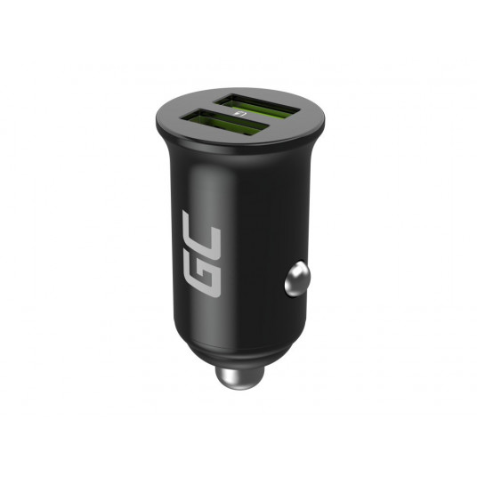 Green Cell GC CADM-GC-36AA - USB-Ladegeraet 36 W 2x USB-A schwarz Lukturis, GPS, Austiņas, Mobilais tālrunis, Navigators, Citi, Pārnēsājamais skaļrunis, Power banka, Viedtālrunis, Viedpulkstenis, Planšetdators, Tālrunis, Universāls melns Aizdedzinātājs Āt