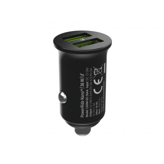 Green Cell GC CADM-GC-36AA - USB-Ladegeraet 36 W 2x USB-A schwarz Lukturis, GPS, Austiņas, Mobilais tālrunis, Navigators, Citi, Pārnēsājamais skaļrunis, Power banka, Viedtālrunis, Viedpulkstenis, Planšetdators, Tālrunis, Universāls melns Aizdedzinātājs Āt