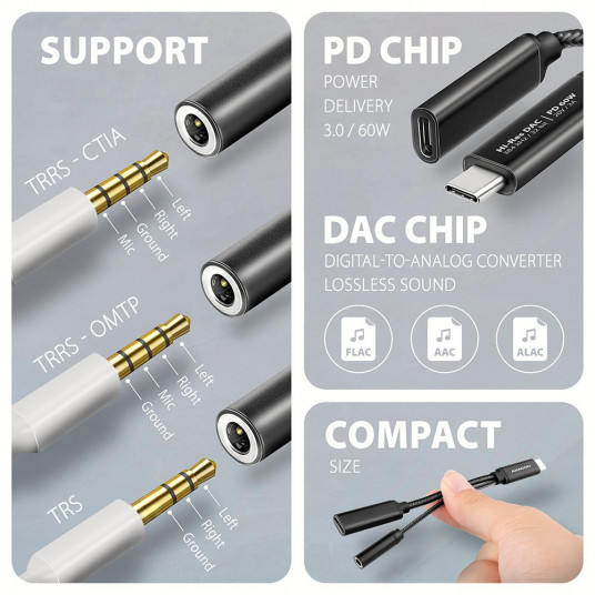 ADA-HCPD USB-C 32bit PD ārējais skaņas adapteris