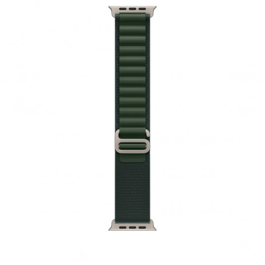 Siksniņa Apple Watch 49mm Dark Green Alpine Loop - Small - Natural Titanium Finish