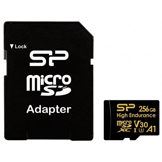 Atmiņas karte microSDXC High Endurance 256GB V30 UHS-1 U3 A1 A1 24/7 + microSD-SD ADAPTER