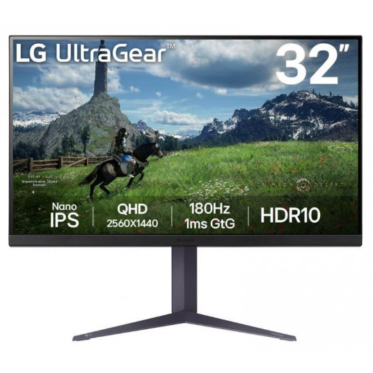 LCD monitors|LG|31,5"|Panelis IPS|2560x1440|16:9|180 Hz|1 ms|Pivot|Regulējams augstums|Nosvēršanās|Krāsa melna|32GS85Q-B