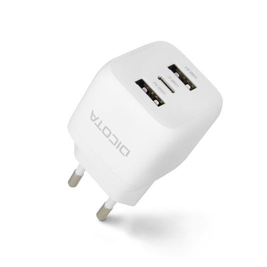 Lādētājs GaN 32W 2xUSB-A 1xUSB-C balts