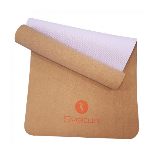 Yoga mat SVELTUS 1303 183x61x0,5cm Cork / pink