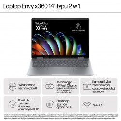 HP ENVY x360 14-fa0400nw Ryzen 5 8640HS 14.0" WUXGA Touch AG IPS300 nits 16GB DDR5 SSD512 Radeon Integrēts 5MP W11Pro 2Y Ledus sudraba krāsā