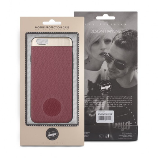 Beeyo Skin Silicone Back Case With Texture And Metal Elements For Apple iPhone X Red