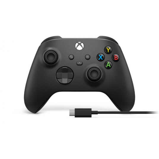 Microsoft Xbox bezvadu kontrolieris + USB-C kabelis melns spēļu kontrolieris Analogais/digitālais dators, Xbox One, Xbox One S, Xbox One X, Xbox Series S, Xbox Series X