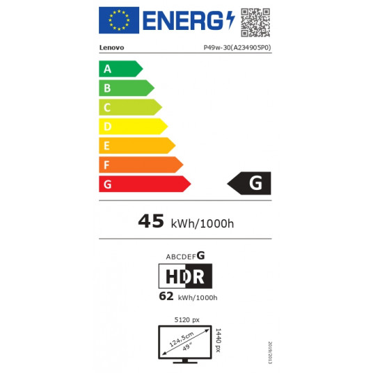 Lenovo ThinkVision P49w-30 49 ", IPS, 5120 x 1440, 32:9, 4 ms, 350 cd/m², melns, 1x Thunderbolt 4 Out, 1x Thunderbolt 4 In, 4x USB 3.2 Gen 1, 1x USB-C 1, 1x USB-B 3.2 Gen 1, 60 Hz, HDMI portu skaits 2