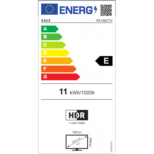 ASUS ProArt displejs PA148CTV portatīvais profesionālais monitors [100% sRGB, 100% Rec.709, Calman Verified, USB-C, 10 punktu pieskāriens, vadības panelis, ASUS ciparnīca, Adobe programmatūras integrācija]
