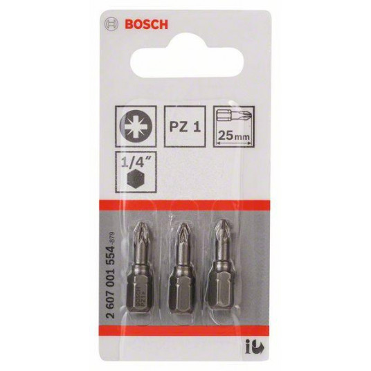 Skrūvgriežu uzgaļi Bosch Extra Hard PZ1, 25 mm, 3 gab.