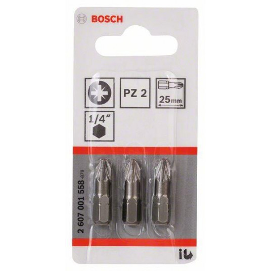 Skrūvgriežu uzgaļi Bosch Extra Hard PZ2, 25 mm, 3 gab.