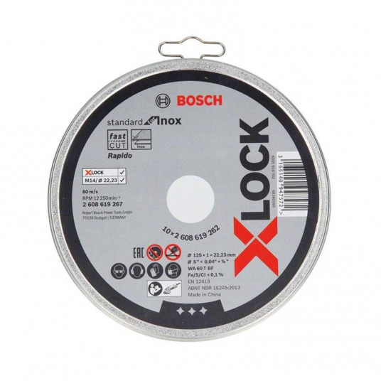 Griešanas diski Inox BOSCH X-LOCK 125x1 mm, 10 gab.