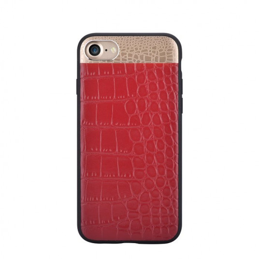 Comma Croco Premium Case Apple iPhone 7 Plus / 8 Plus Red - Gold