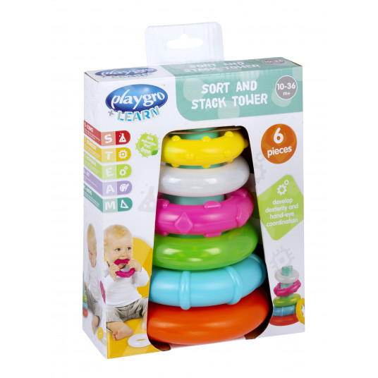 PLAYGRO rotaļlieta  piramīda -zobgrauzis Sort And Stack, 4088543