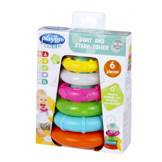 PLAYGRO rotaļlieta  piramīda -zobgrauzis Sort And Stack, 4088543