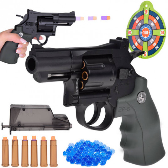 Set Revolver handy Pistol for foam cartridges + gel balls ZA5317