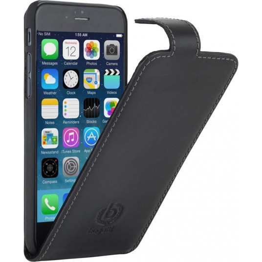 Bugatti Flip Case Vertical Opens Premium Leather Case Apple iPhone 6 / 6S Black
