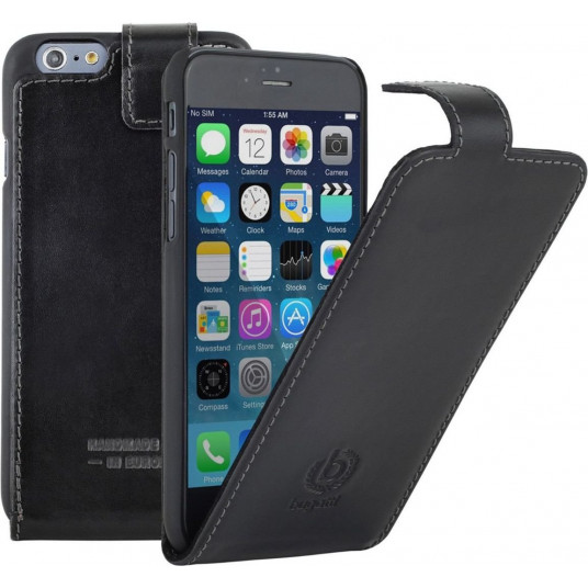 Bugatti Flip Case Vertical Opens Premium Leather Case Apple iPhone 6 / 6S Black