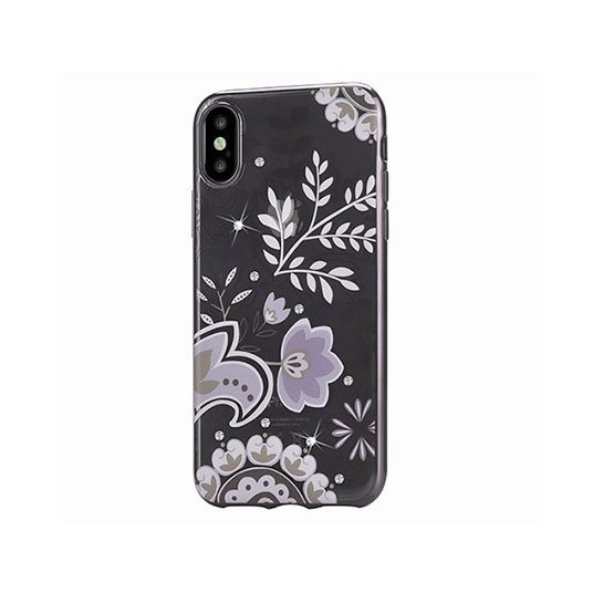 Devia Bloosom Silicone Back Case With Swarovsky Crystals For Apple iPhone X / XS Silver