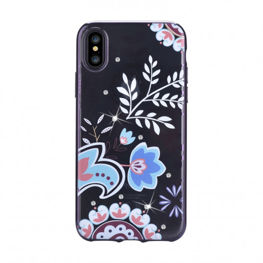 Devia Bloosom Silicone Back Case With Swarovsky Crystals For Apple iPhone X / XS Black