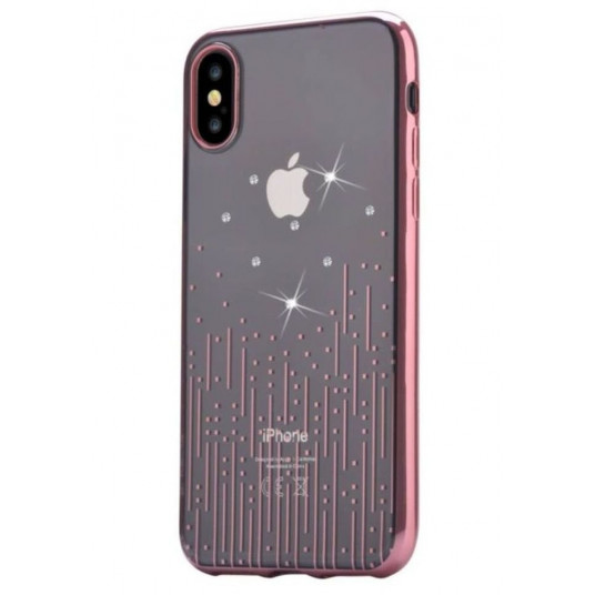 Devia Crystal Meteor Silicone Back Case With Swarovsky Crystals For Apple iPhone X / XS Rose Gold