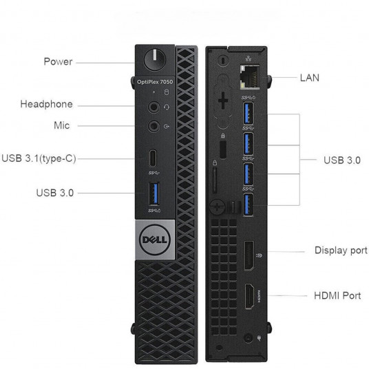 Dell OptiPlex 7050 Micro PC i5-6500T / 8GB RAM / 256GB SSD / Windows 10 Pro / Refurbished